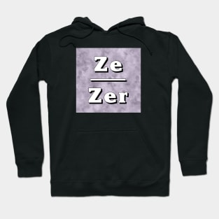 Ze-Zir Pronouns: Neutral Gray Hoodie